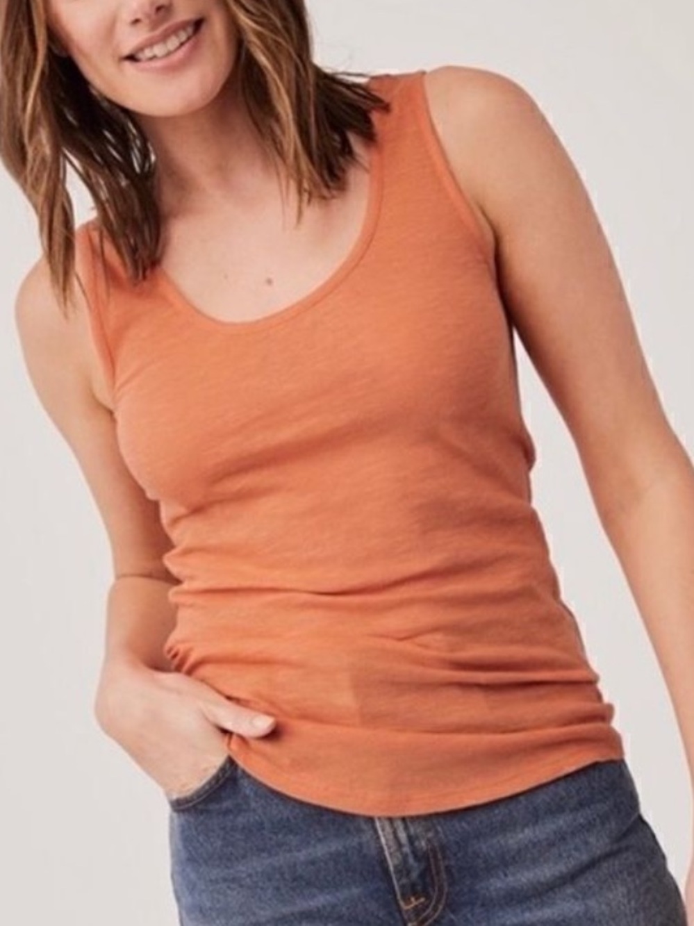 Pact Organic Cotton Scoop Tank Top Orange Size Small